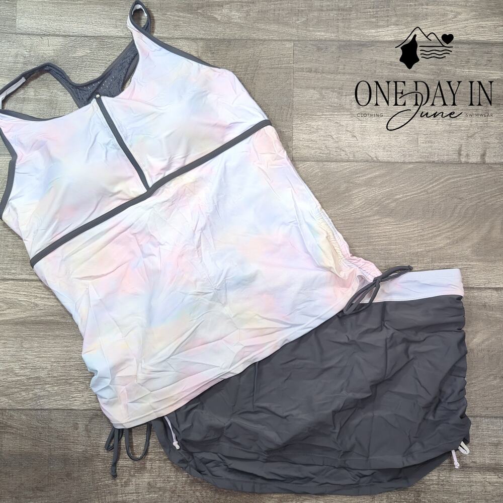 Charmo Racerback Skirted Tankini Swimsuir Size XXL